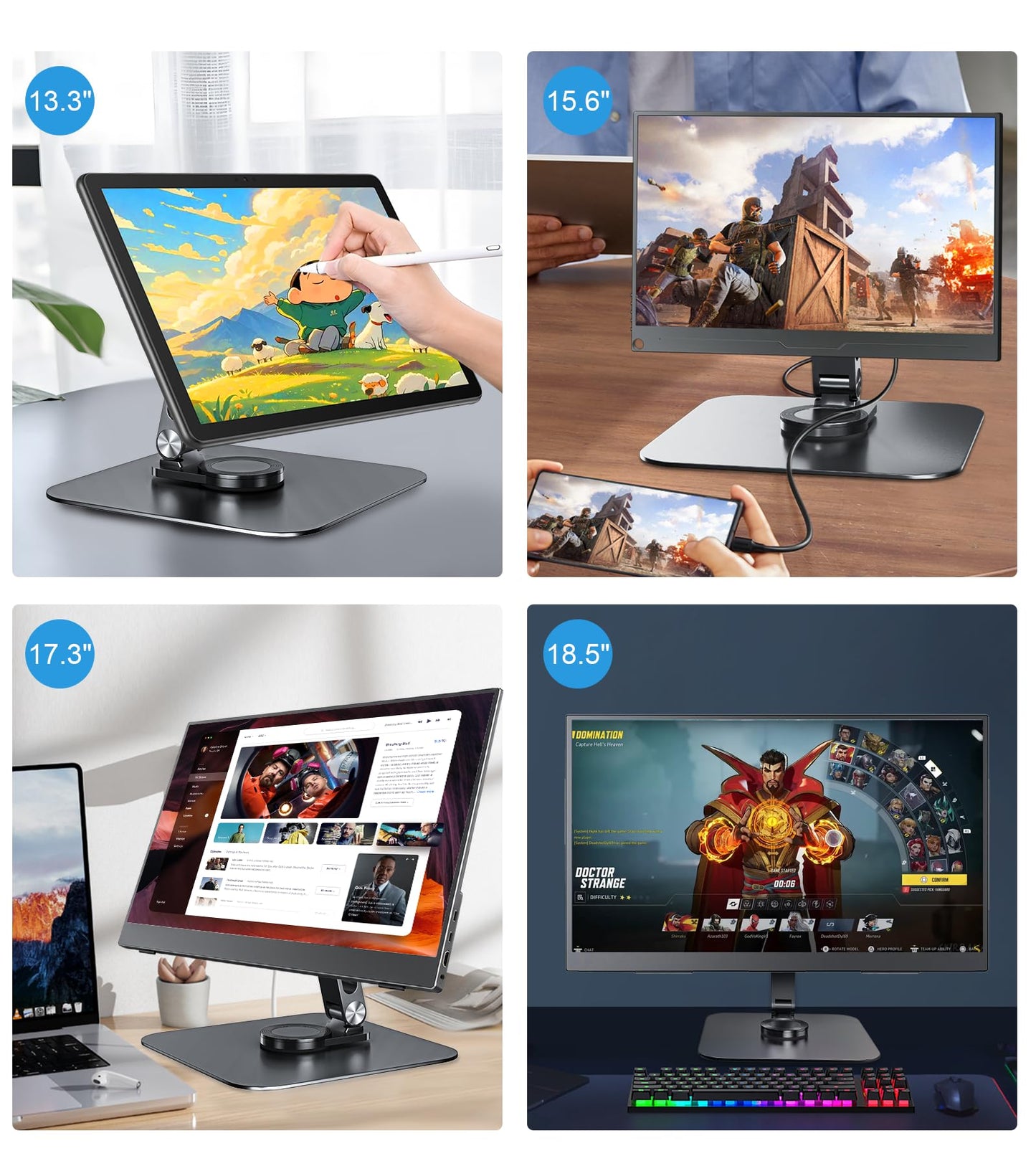 JUNEBOX Portable Monitor Stand VESA 75x75mm Holes M4 Anti-Loss Screws, Aluminum Alloy Base, Fits