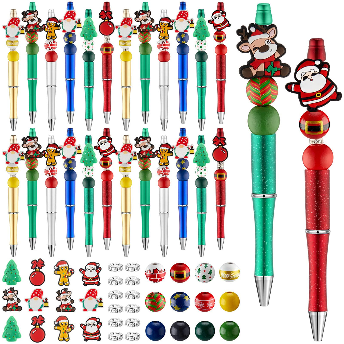 Ctosree 36 Sets Christmas Beadable Pens Beads Black Ink