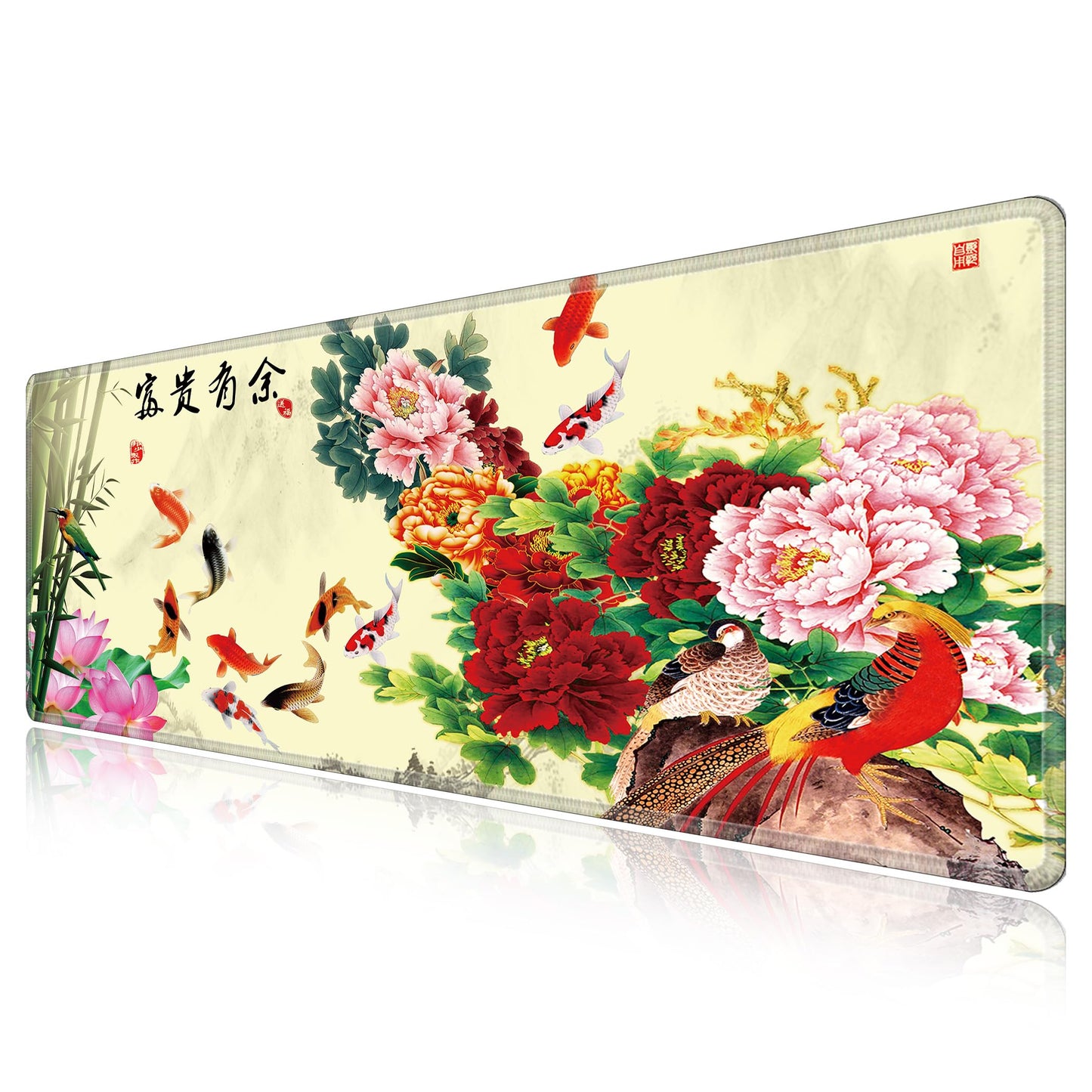 LL-COEUR XXL Landscape Gaming Mouse Pad Computer Keyboard Mat Office Desk Pad (Fish, 31.4" x 11.8"