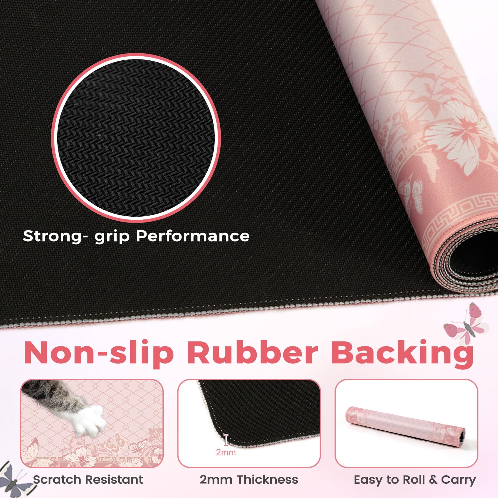 HAOCOO Pink Desk Pad, Cute Computer Mat for Aesthetic Home Accessory