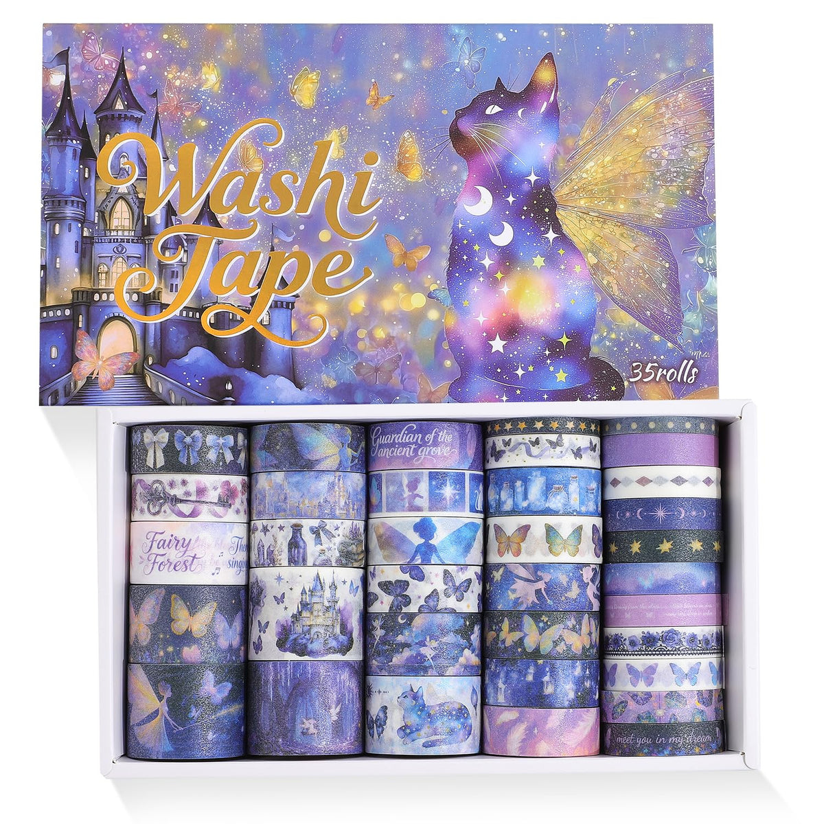 PAGEMORE 35 Rolls Washi Tape Set, Purple Dreamly Butterfly Decorative Tape, Scrapbook Supplies for