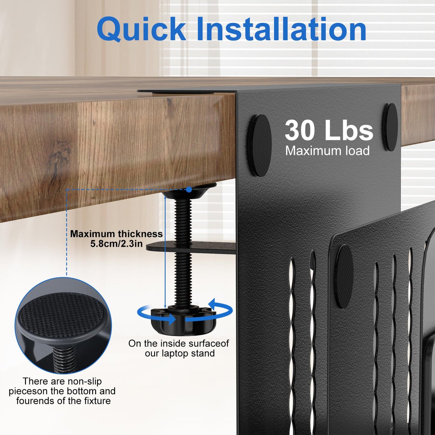 HAMOPY Desk Side Storage, 2 Tier Steel Hanging Desk Organizer with Magnetic Pen Holder, No Drilling