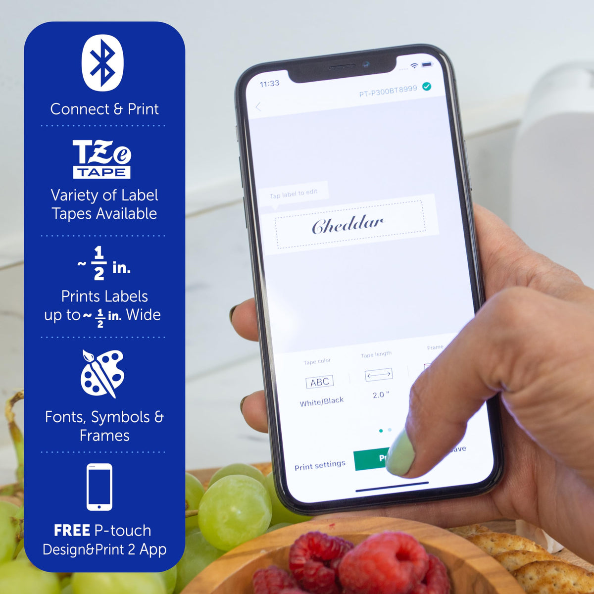Brother P-Touch Cube Smartphone Label Maker, Bluetooth Wireless Technology, Multiple Templates
