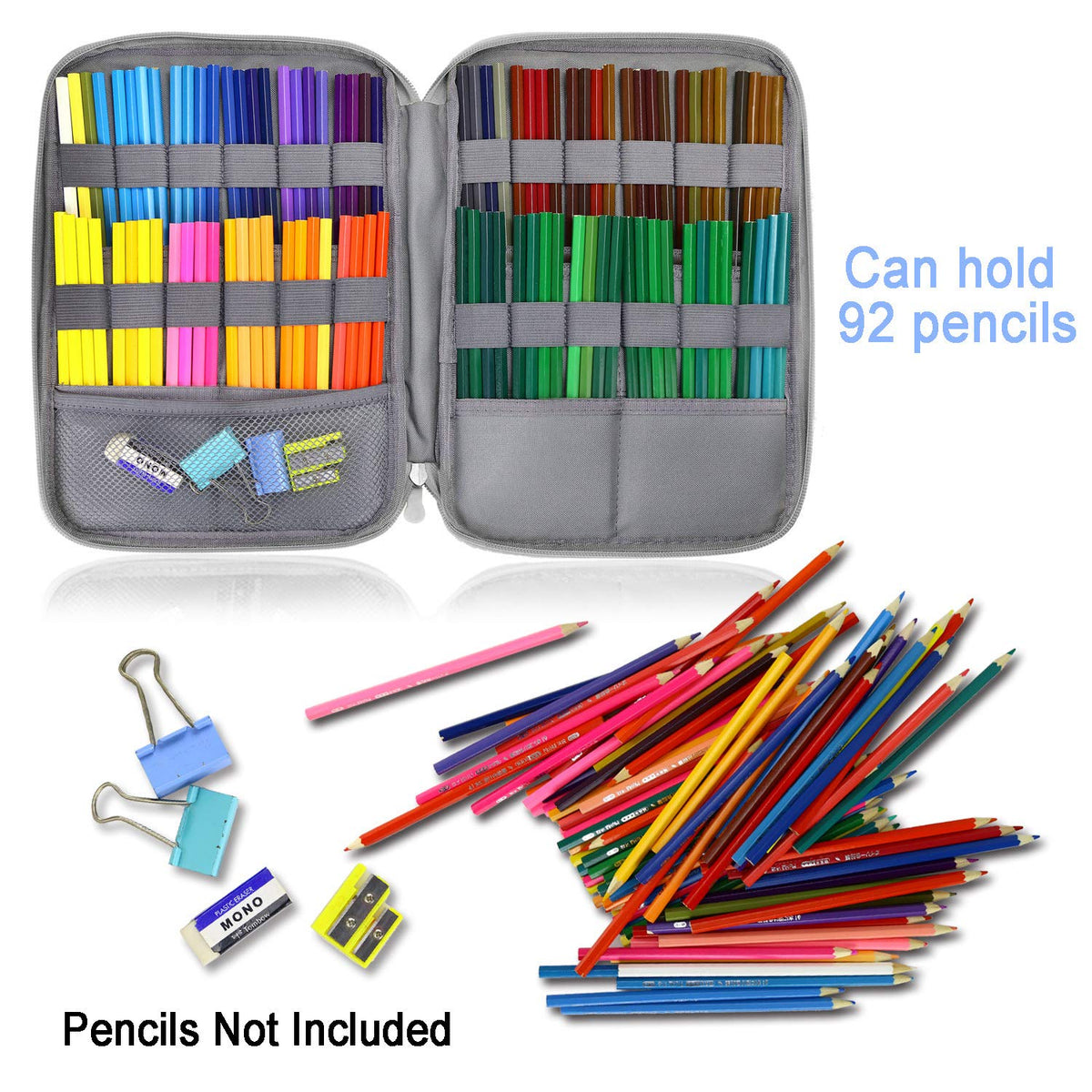 YOUSHARES 96 Slots Colored Pencil Case, Large Capacity Pencil Holder Pen Organizer Bag with Zipper
