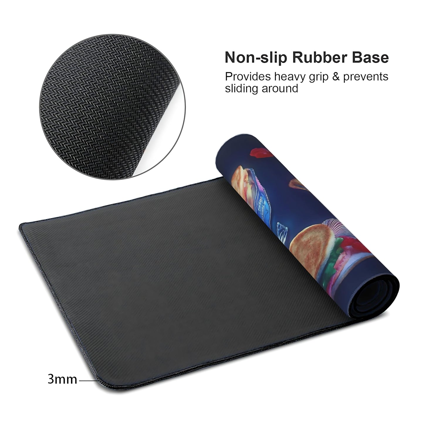 Cute Aesthetic Party Gaming Mouse Pad, Blue Pink Retro-Futurism Desk Mat with Anti-Slip Base &
