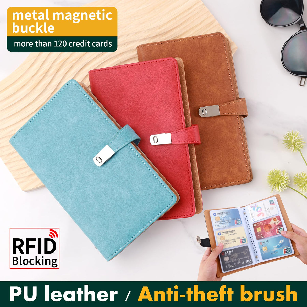 XMLINPER Business Card Organizer Holder Book,Credit Card Holder,Leather Card Organizer Case Storage