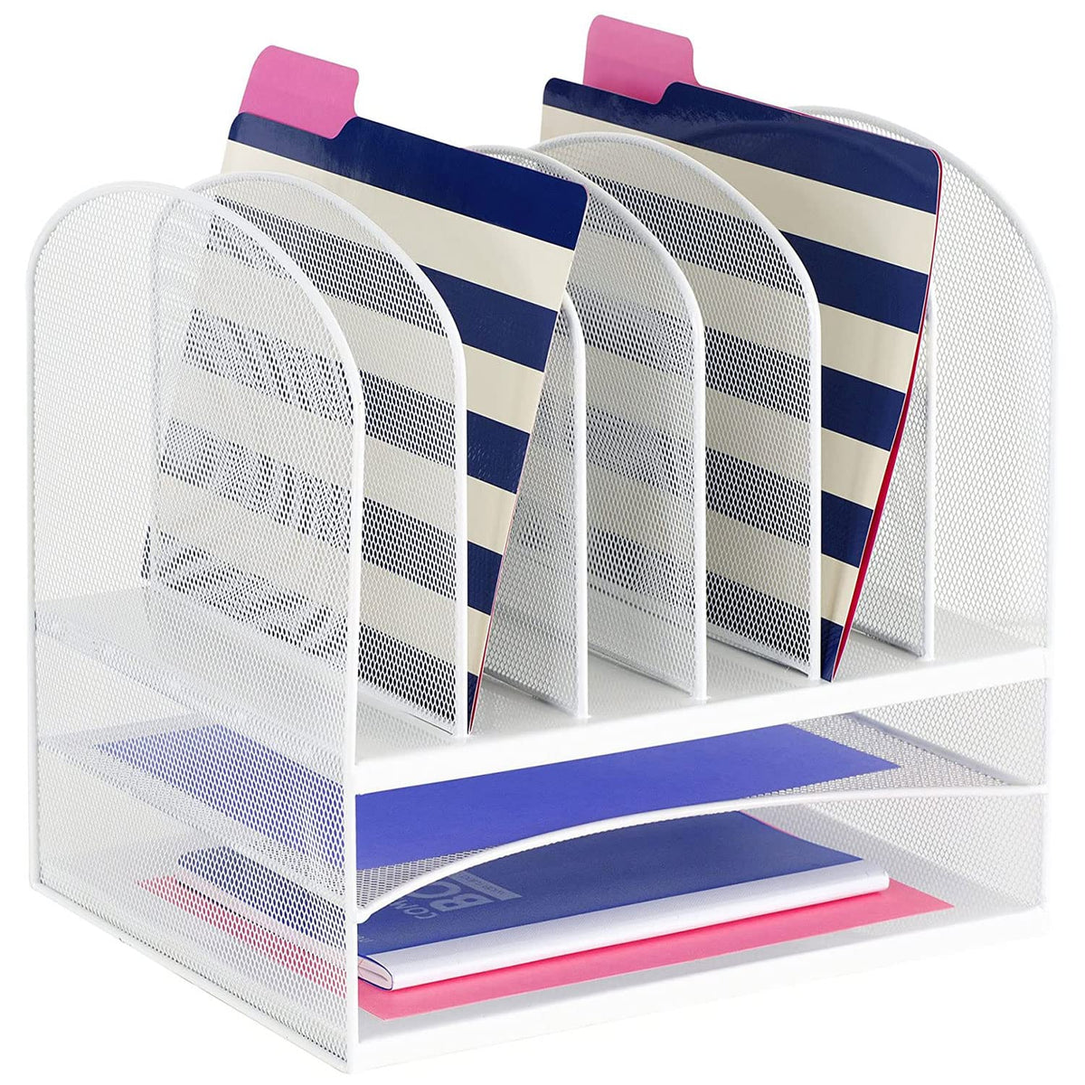 Safco Steel Mesh Onyx 2 Tray, 6 Sorter Desktop Organizer - Durable, Stylish Product for Home