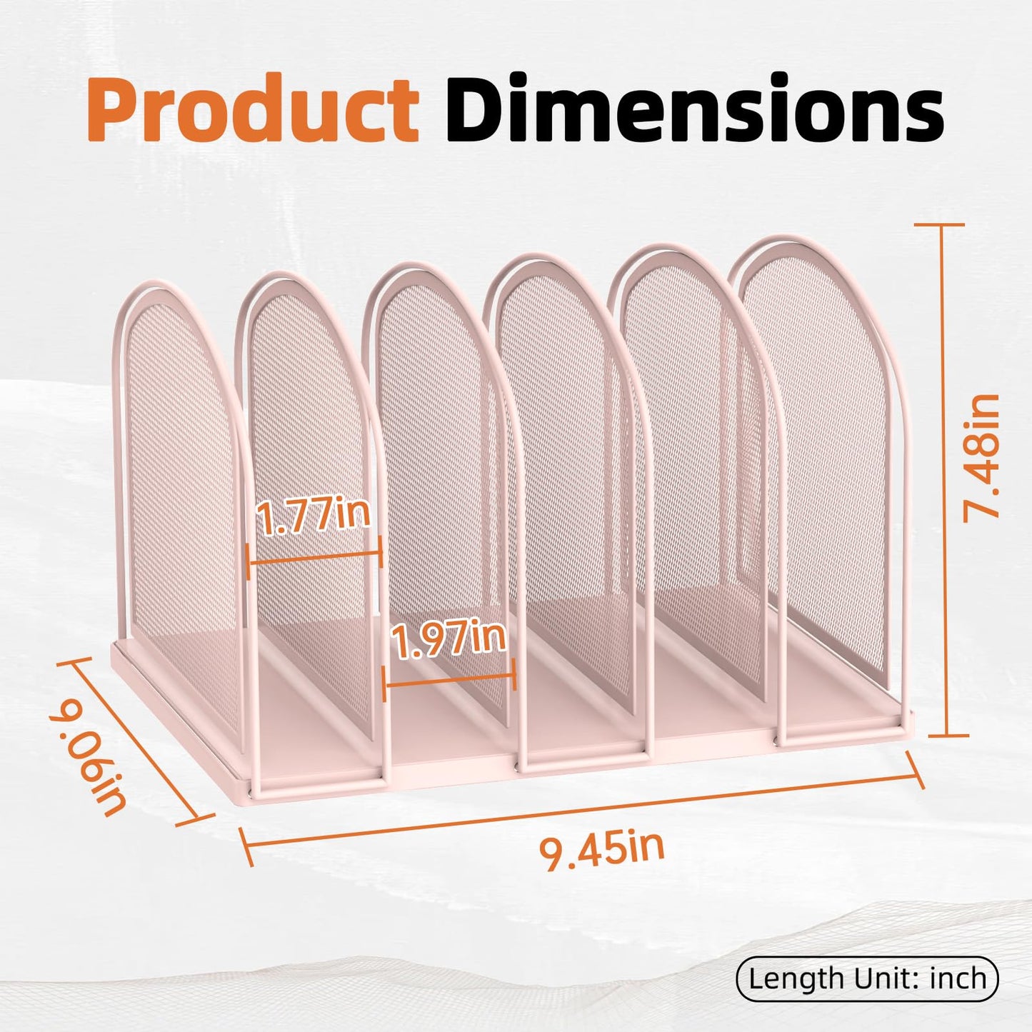 SUPEASY 5-Section Vertical File Organizer, Mesh Desk Organizer, Pink