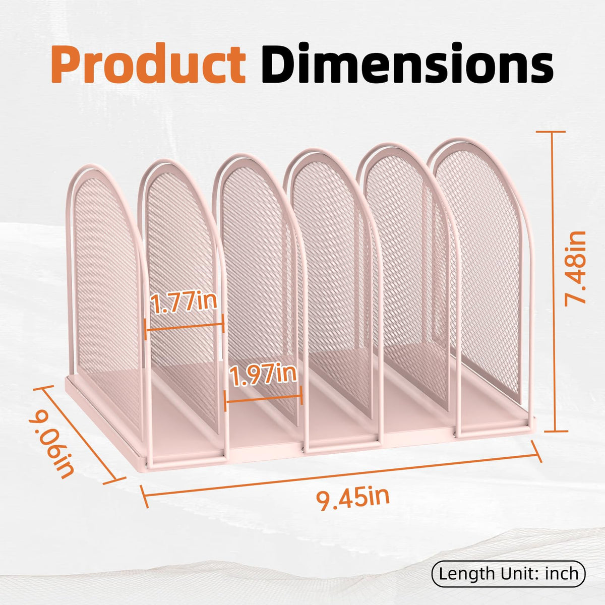 SUPEASY 5-Section Vertical File Organizer, Mesh Desk Organizer, Pink