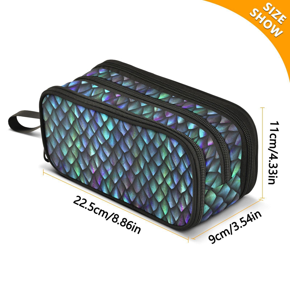 Sletend Pencil Case Dragon Scale 3 Compartments Pencil Pouch