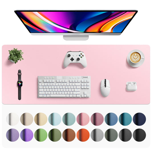 Aothia Faux Leather Desk Mat - Large Mouse Pad, Non-Slip PU Leather Blotter, Waterproof Writing