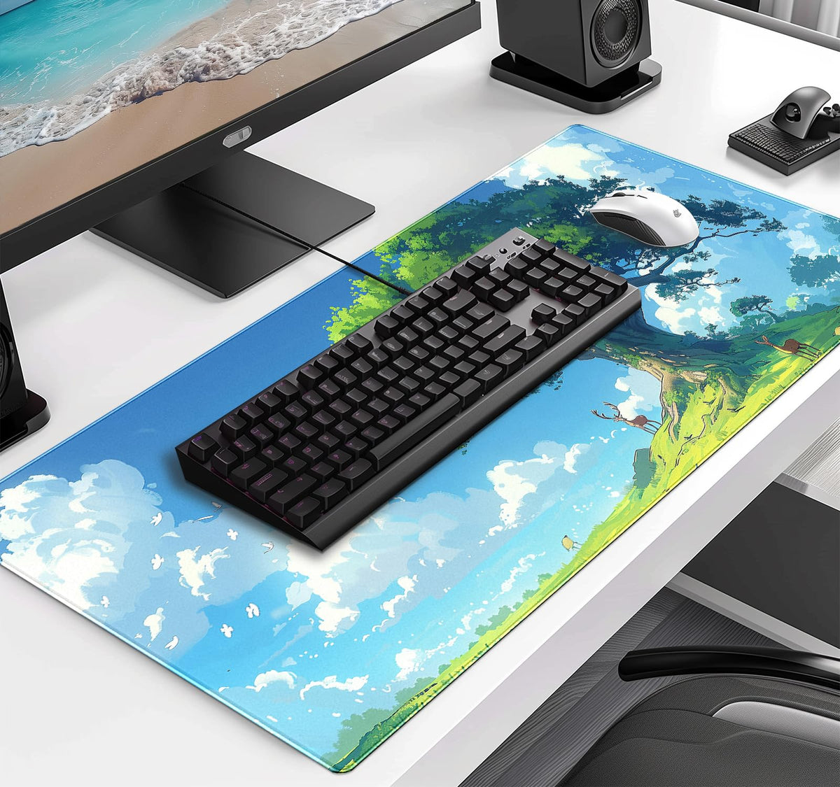 Large Green Plant Outdoor Landscape Office Desk Pad, Computer Mouse Pad