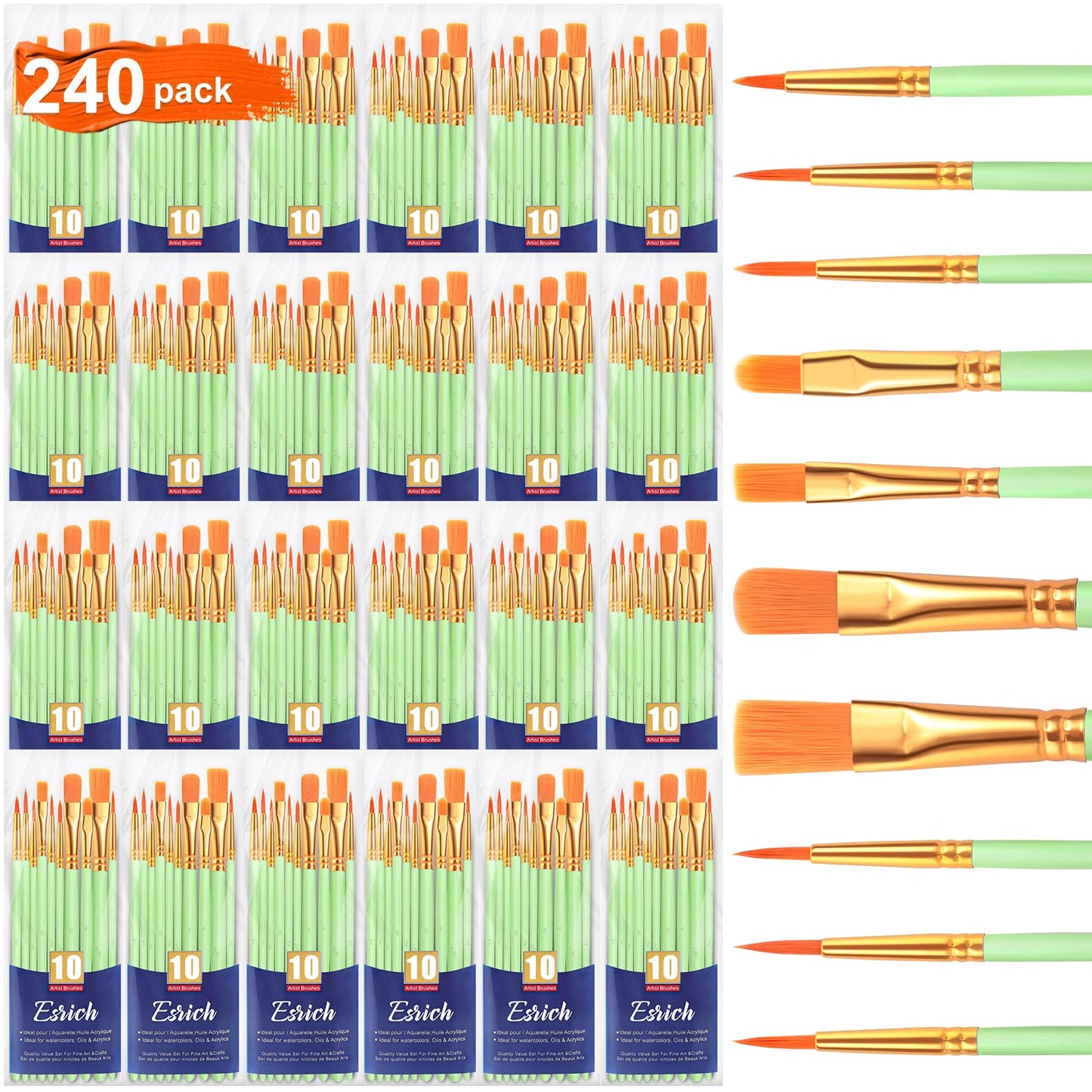 ESRICH 240PCS Paint Brushes, Paint Brush for Acrylic Painting
