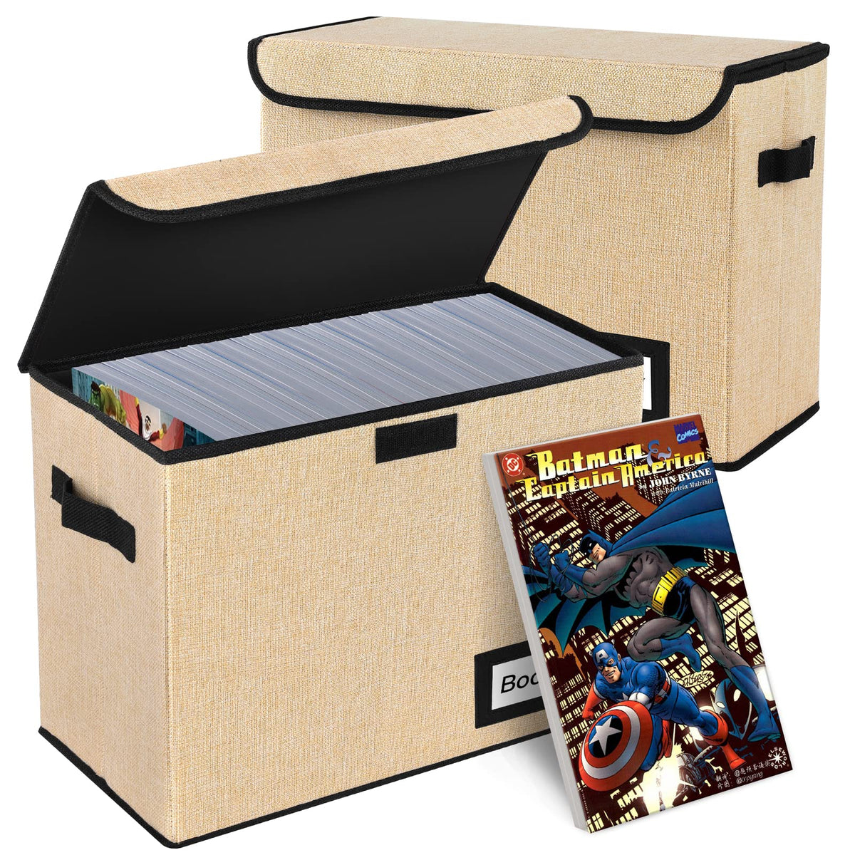YNSZAS 2 Pack Comic Book Storage Box, Protector Organizer, 15.8" X 7.8" X 11.8", Collapsible Short