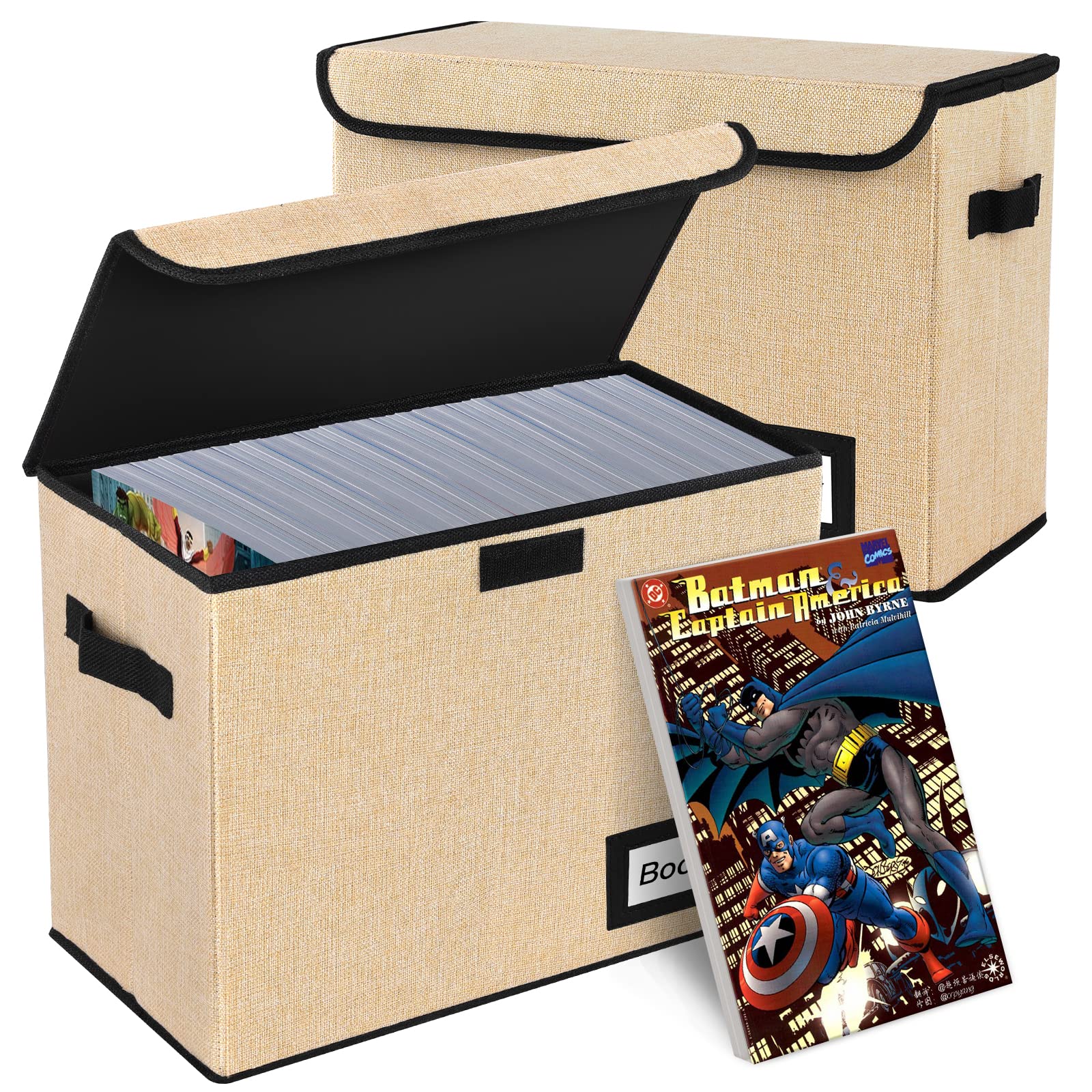 YNSZAS 2 Pack Comic Book Storage Box, Protector Organizer, 15.8" X 7.8" X 11.8", Collapsible Short