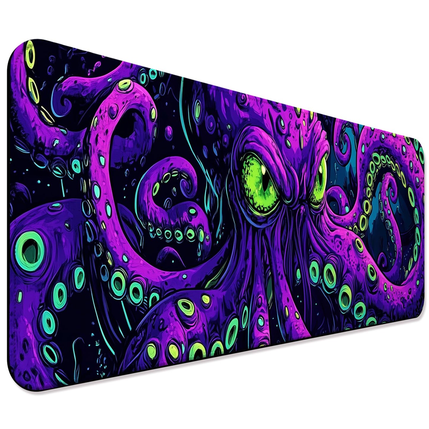 JIANG100 Mystic Purple Octopus Gaming Desk Mat, Extended Mouse Pad, XL