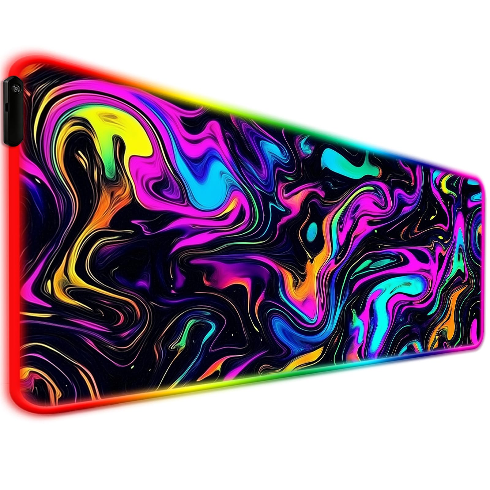 JIANG100 RGB Abstract Fluid Marble Swirl Gaming Desk Mat & Mouse Pad, XL