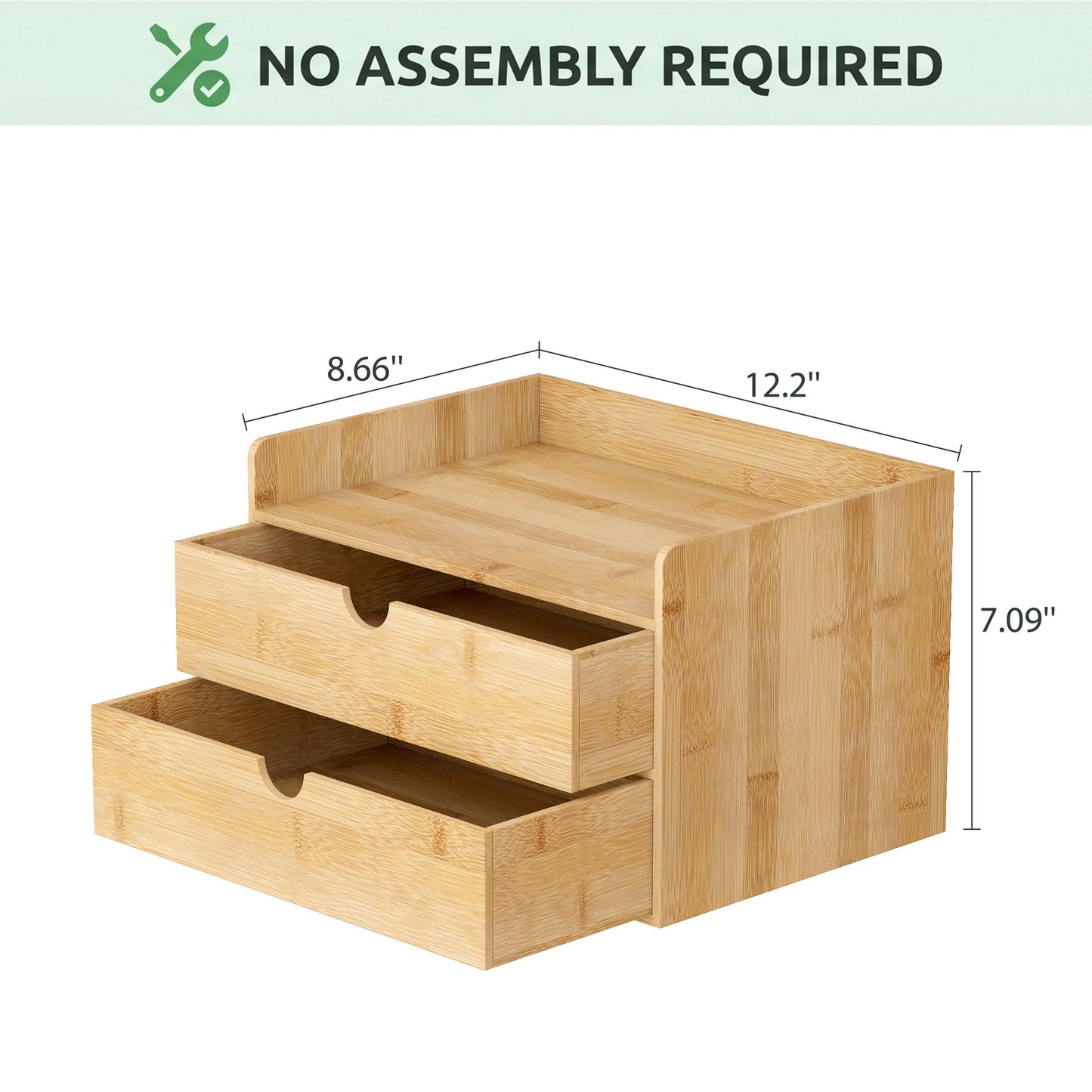 Bamboo Desk Organizer with Drawers, Desktop Storage for Office Supplies