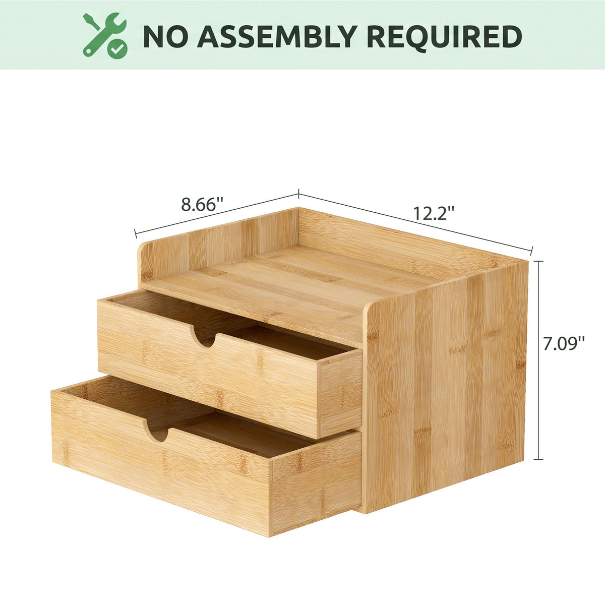 Bamboo Desk Organizer with Drawers, Desktop Storage for Office Supplies