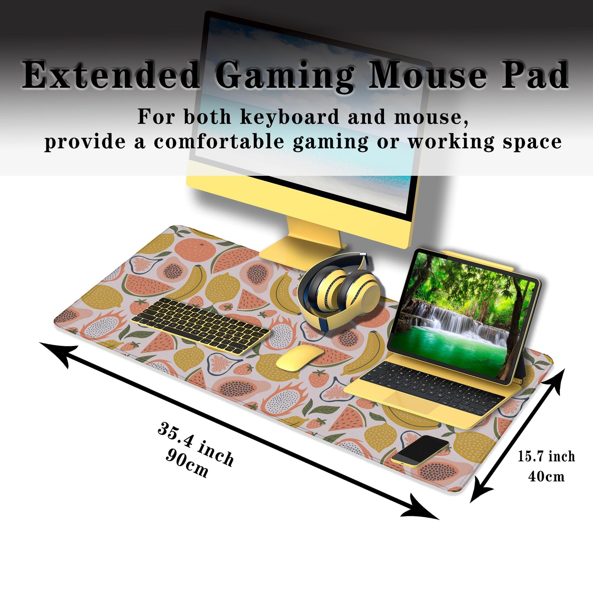 Samgula Large Desk Pad, Keyboard Mouse Pad Gaming Desk Mats, Mouse Pad Mat Non-Slip Rubber Base