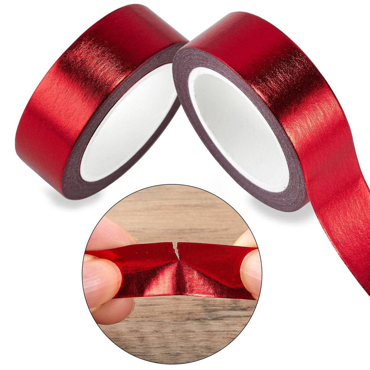 QDiShi 2 Rolls Red Washi Tape for Wall Decor Decorative,Foil Masking Tape Low Tack Self Adhesive