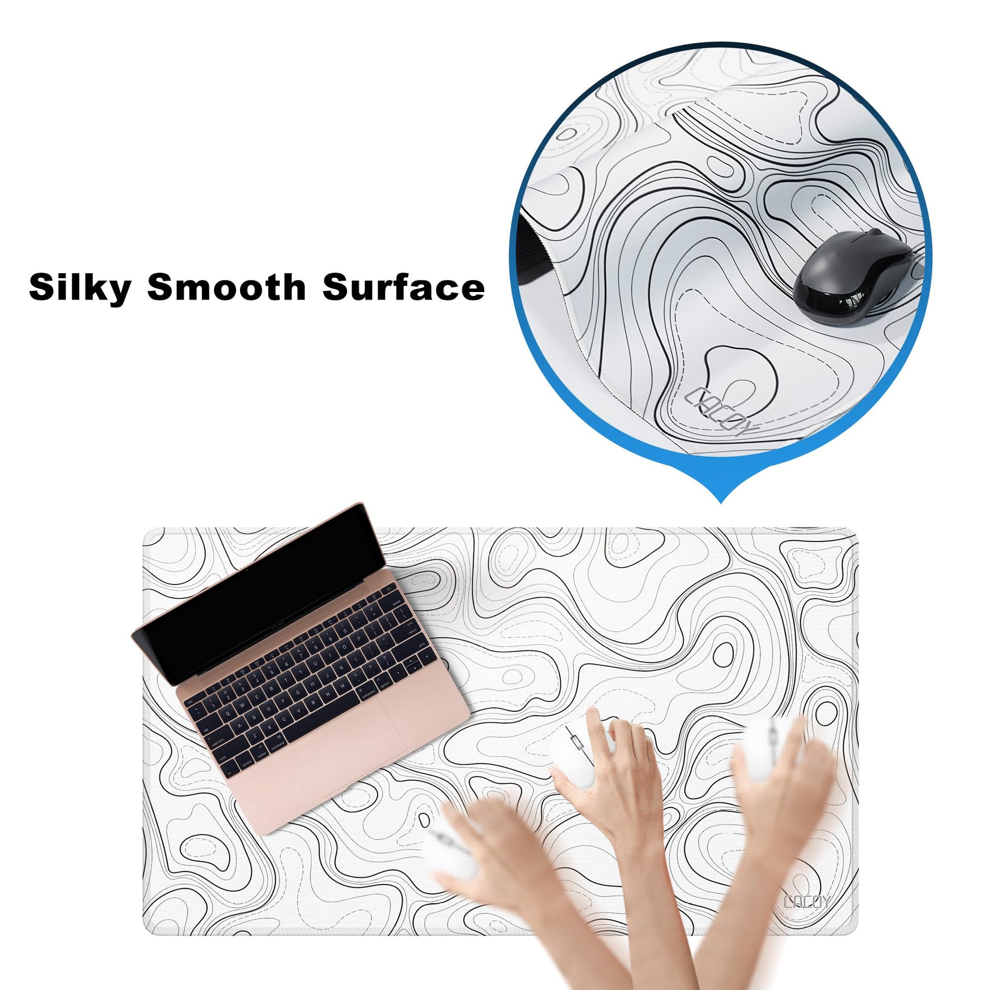 Cacoy 36"x20" Topographic Gaming Mouse Pad XXL, Extended Computer Desk Mat