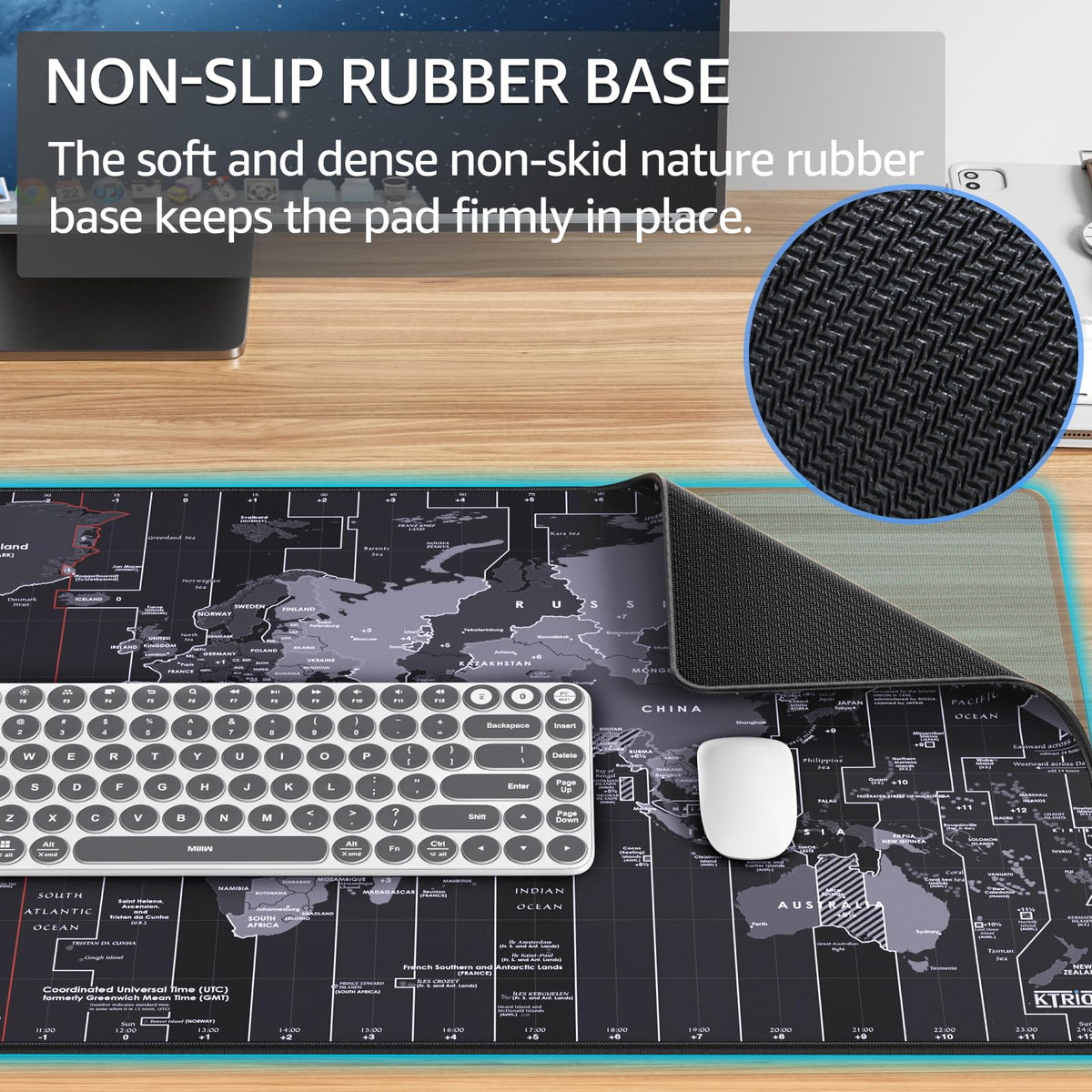 KTRIO Large Gaming Mouse Pad, Desk Mat, 31.5 x 15.7 in, World Map, XXL