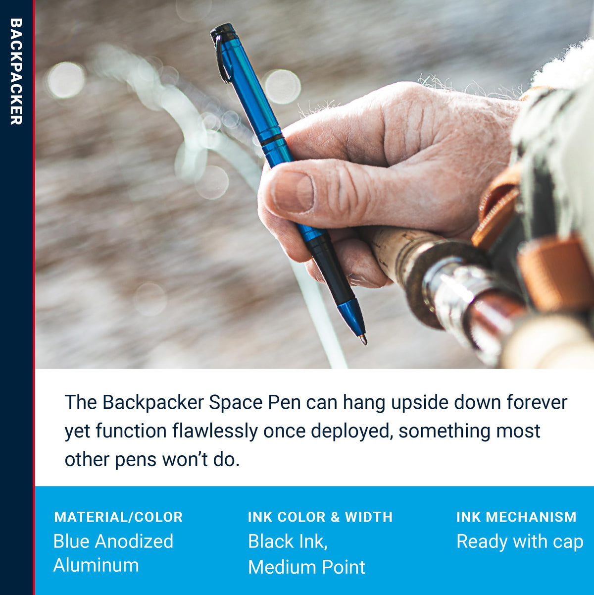 Fisher Space Pen Blue Backpacker Pressurized Ballpoint Pen, Gift Box