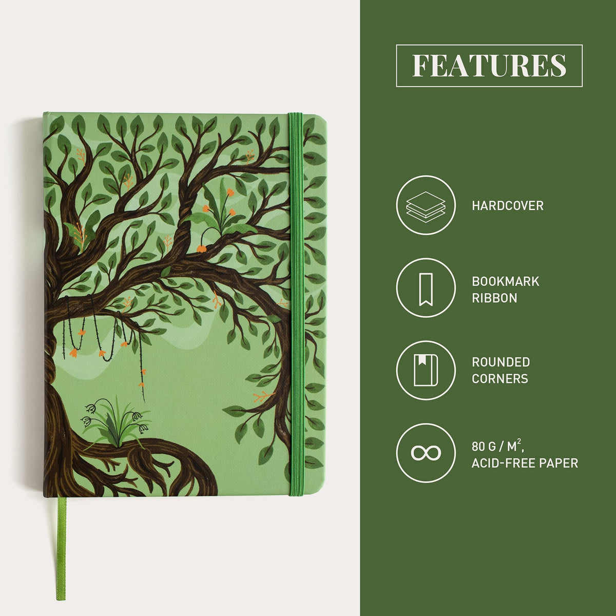 Rileys Tree of Life, 8" x 6", Blank Journal 240 Pages, Ivory Paper, Blank Notebook for Men and