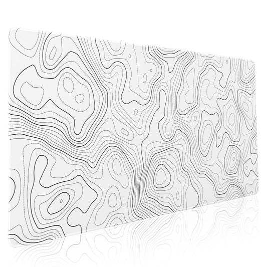 aportt Topographic Map Large Mouse Pad XXL White Lines Contour Geographic Extended Desk Mat Big