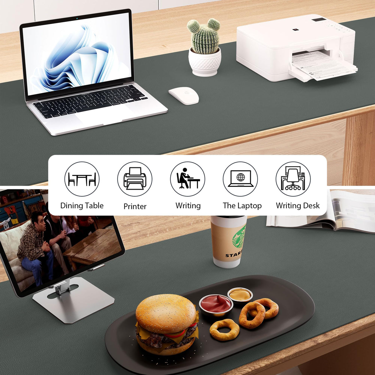 Aothia Leather Desk Pad Protector, Office Desk Mat, Large Mouse Pad, Laptop Desk Pad, Non-Slip PU