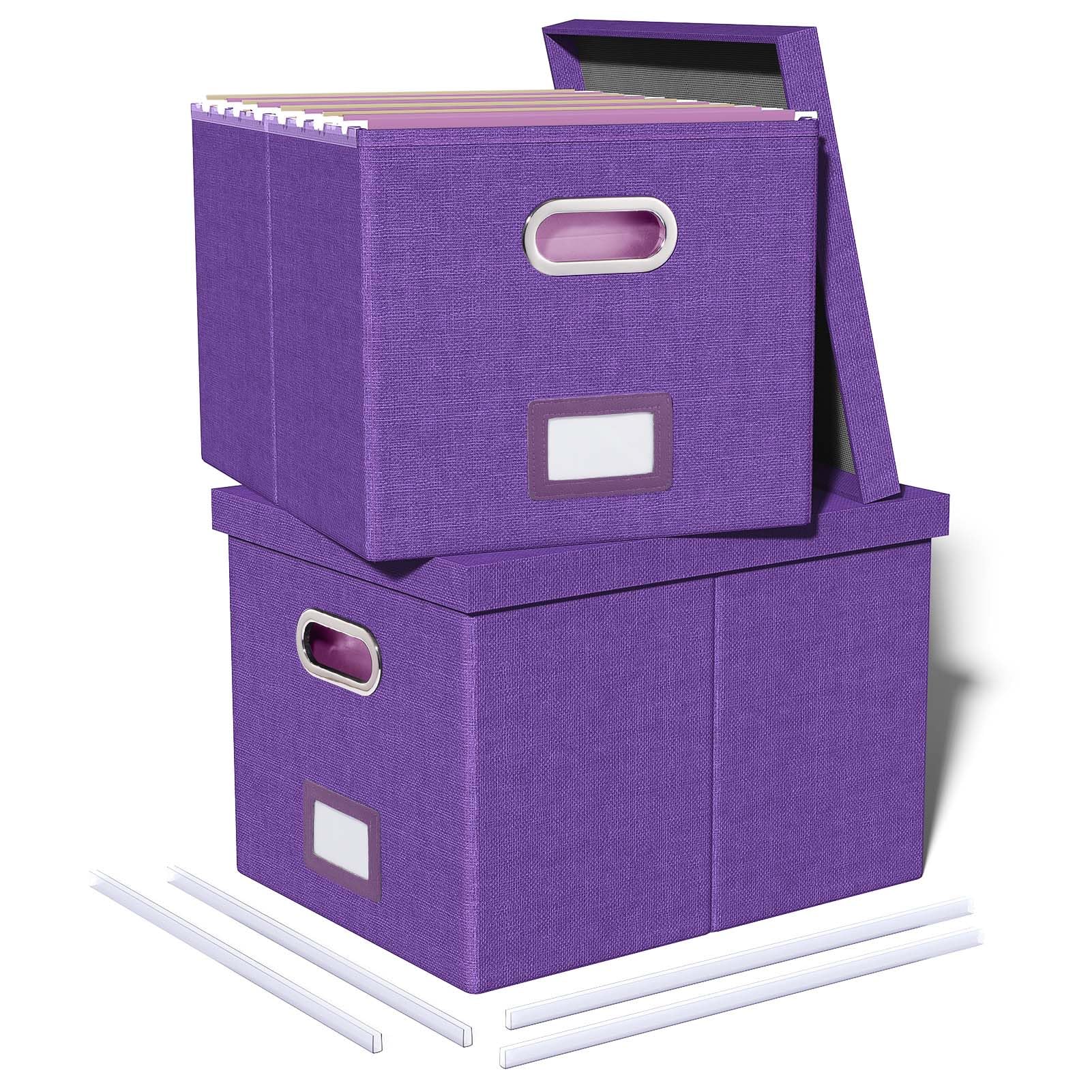 Oterri 2 Pack File Storage Organizer, Filing Box, Portable File Box with Lid, Fit for Letter/Legal
