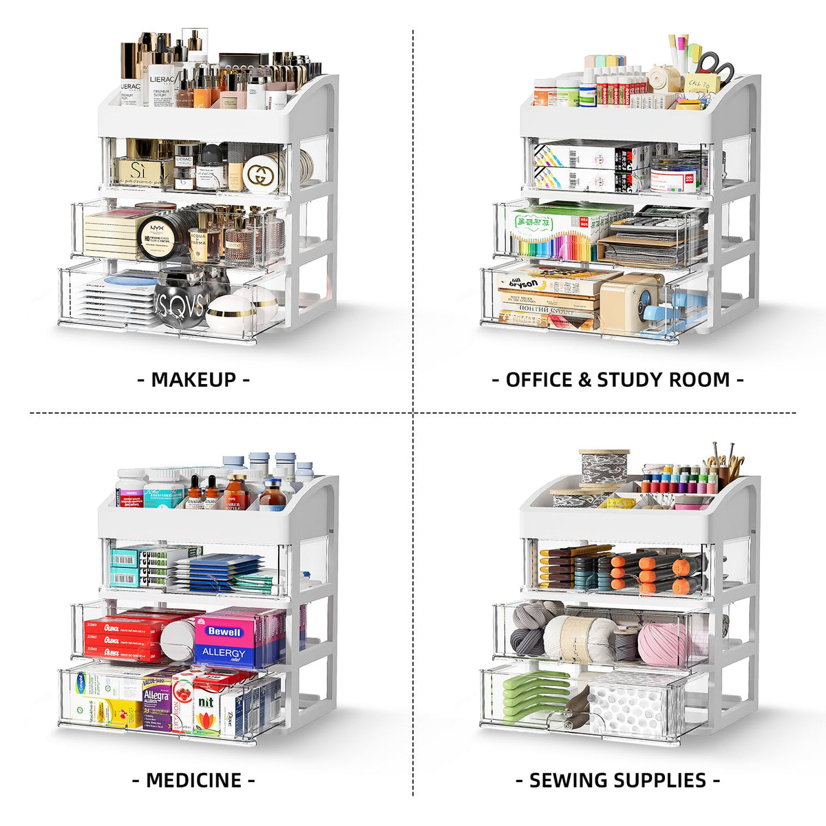 Desk Organizer with Drawers, 3 Drawers Storage Organizer, Desktop Storage Drawers for Office/School