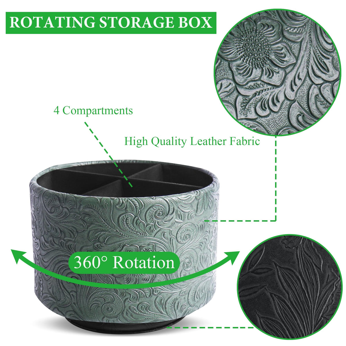 lizimandu Round Leather Art Supply Organizer,Remote Control Holder,360 Degree