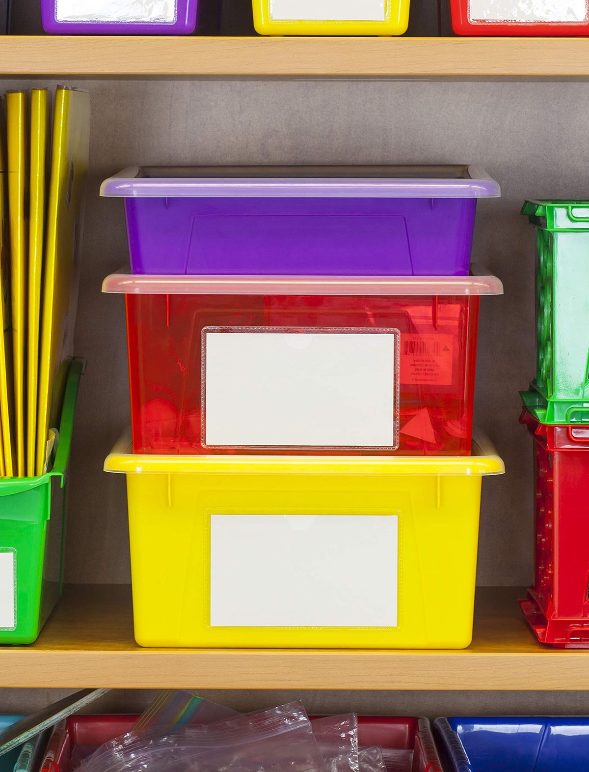 Storex Letter Size Deep Storage Tray – Organizer Bin for Classroom, Office and Home, Teal, 5-Pack
