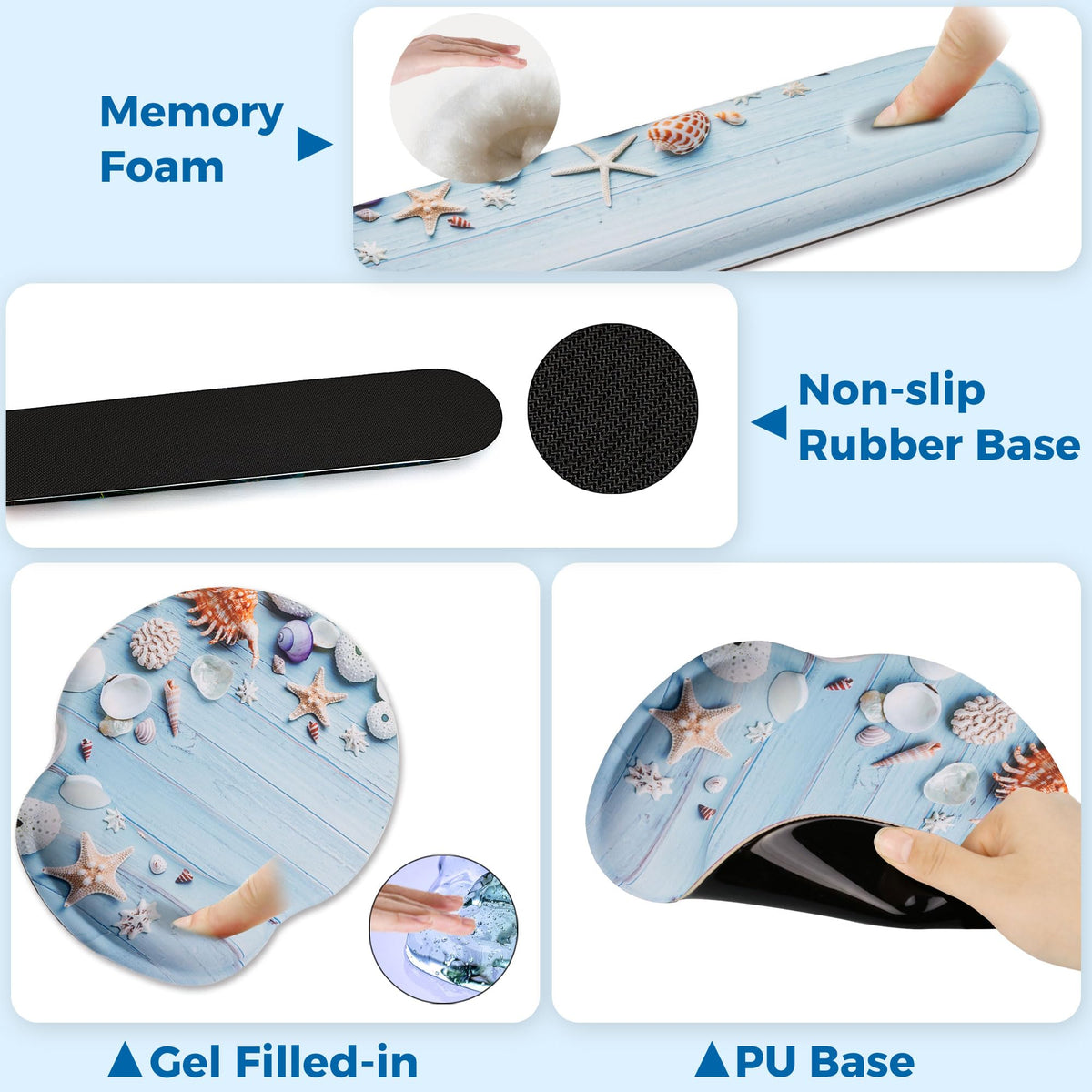 Wiabsi Mouse Pad and Keyboard Wrist Rest Support,Ergonomic Mouse Pad Set