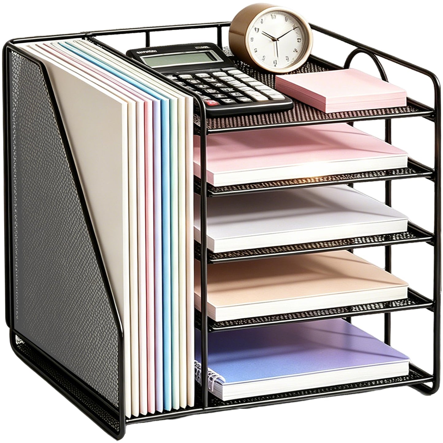 OPNICE Desk Organizer, 5-Tier Paper Organizer Letter Tray, Black