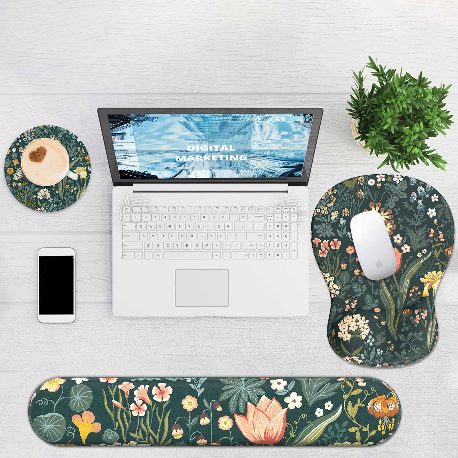 Ergonomic Mouse Pad with Wrist Rest and Keyboard Wrist Rest, Gel Mousepad