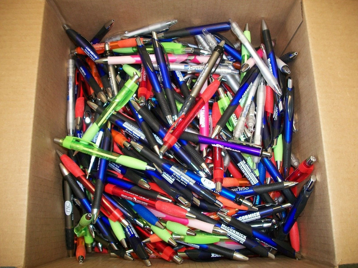 500 Wholesale Lot Misprint Ink Pens, Ball Point, Plastic, Retractable