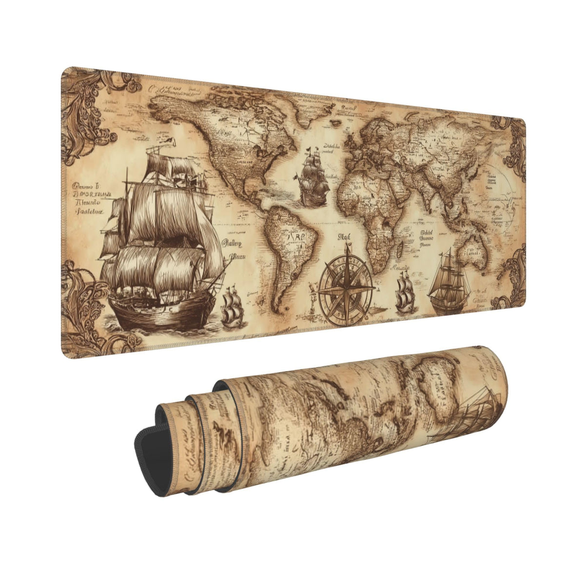 Nautical Compass Mouse Pad Extended Large Gaming Mouse Pad XL Stitched Edges for Gamer Home Office