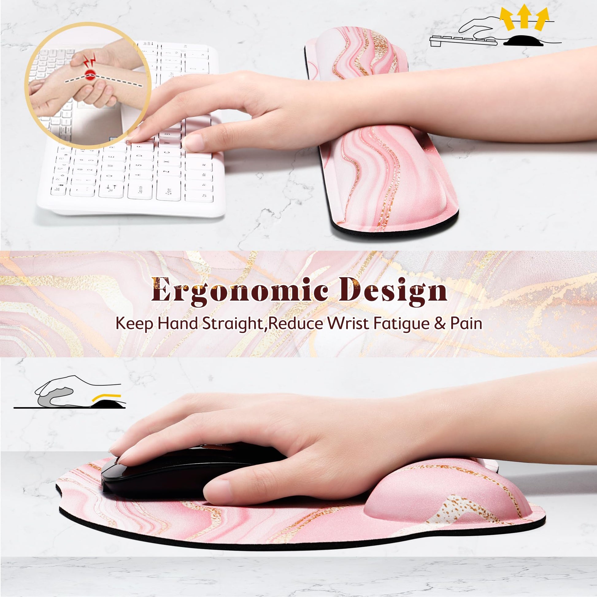 Gimars Ergonomic Mouse Pad Wrist Support, Upgrade Enlarge Superfine Fibre Soft Smooth Keyboard