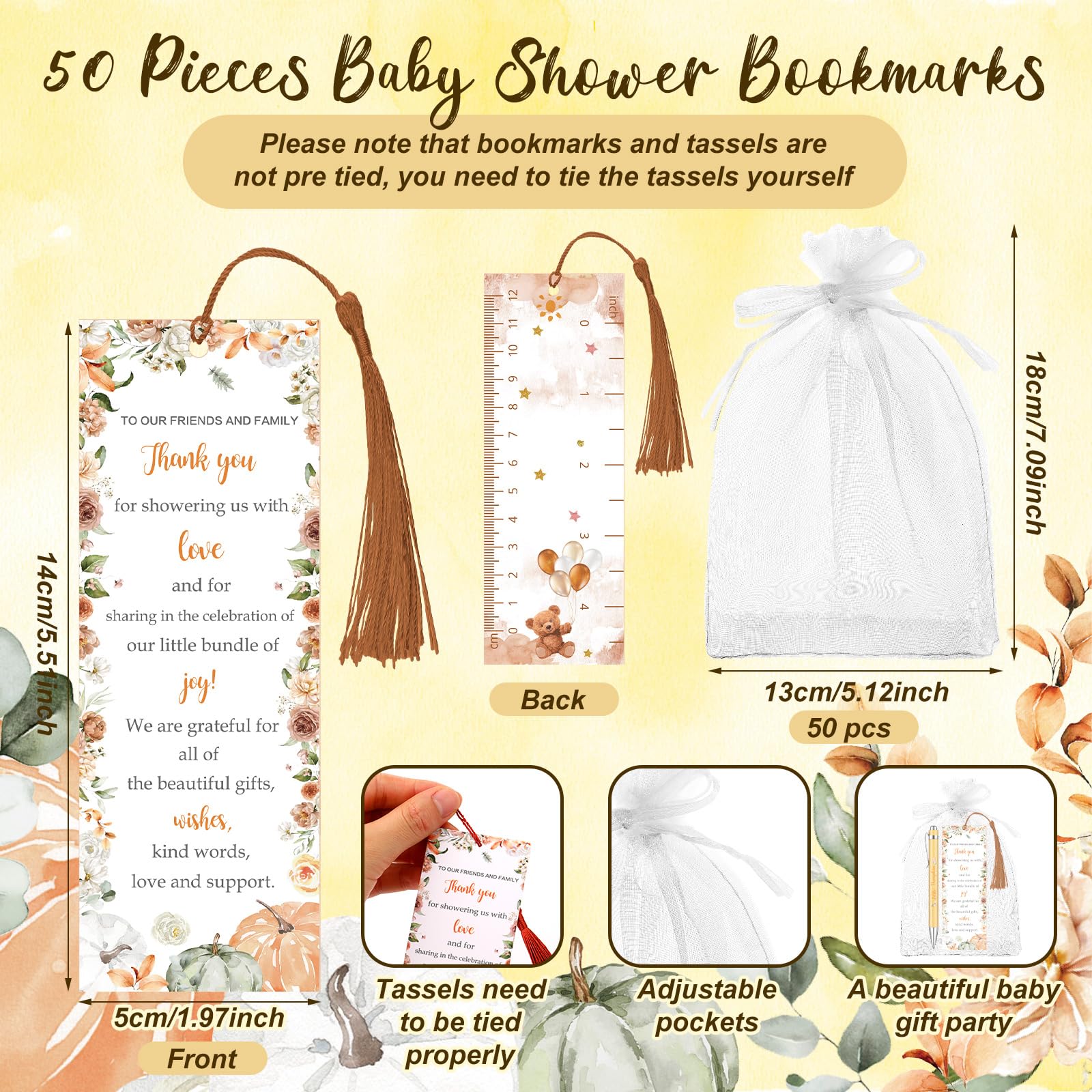 Gilprop 50 Sets Little Pumpkin Baby Shower Favors for Gender Reveal Guests