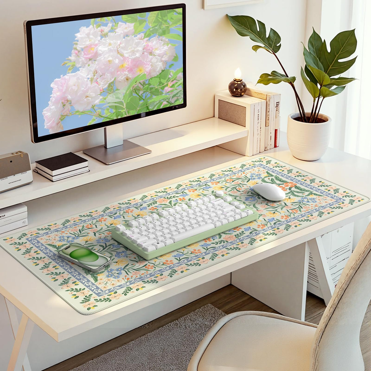 HAOCOO Large Desk Pad for Keyboard and Mouse, Non-Slip Office Mat(Green)