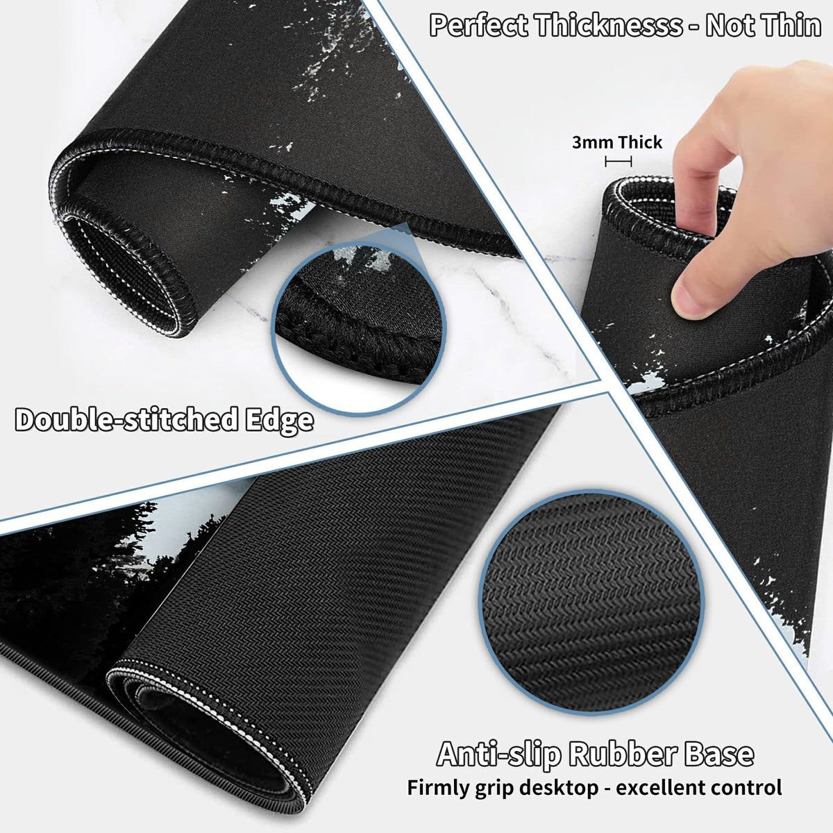 JYCUHTCL Large Gaming Mouse Pad Set 35.4 x 15.7 with Keyboard Wrist Rest, Wrist Support, and