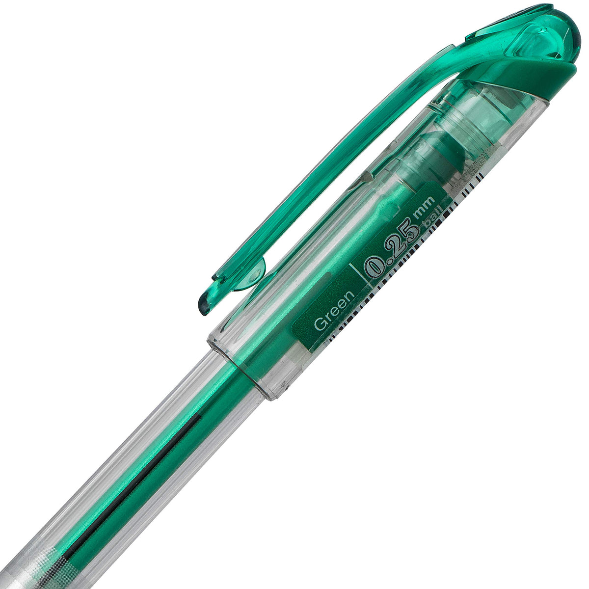 Pentel Arts Slicci 0.25 mm Extra Fine Gel Pen, Green Ink, Box of 12 (BG202-D)