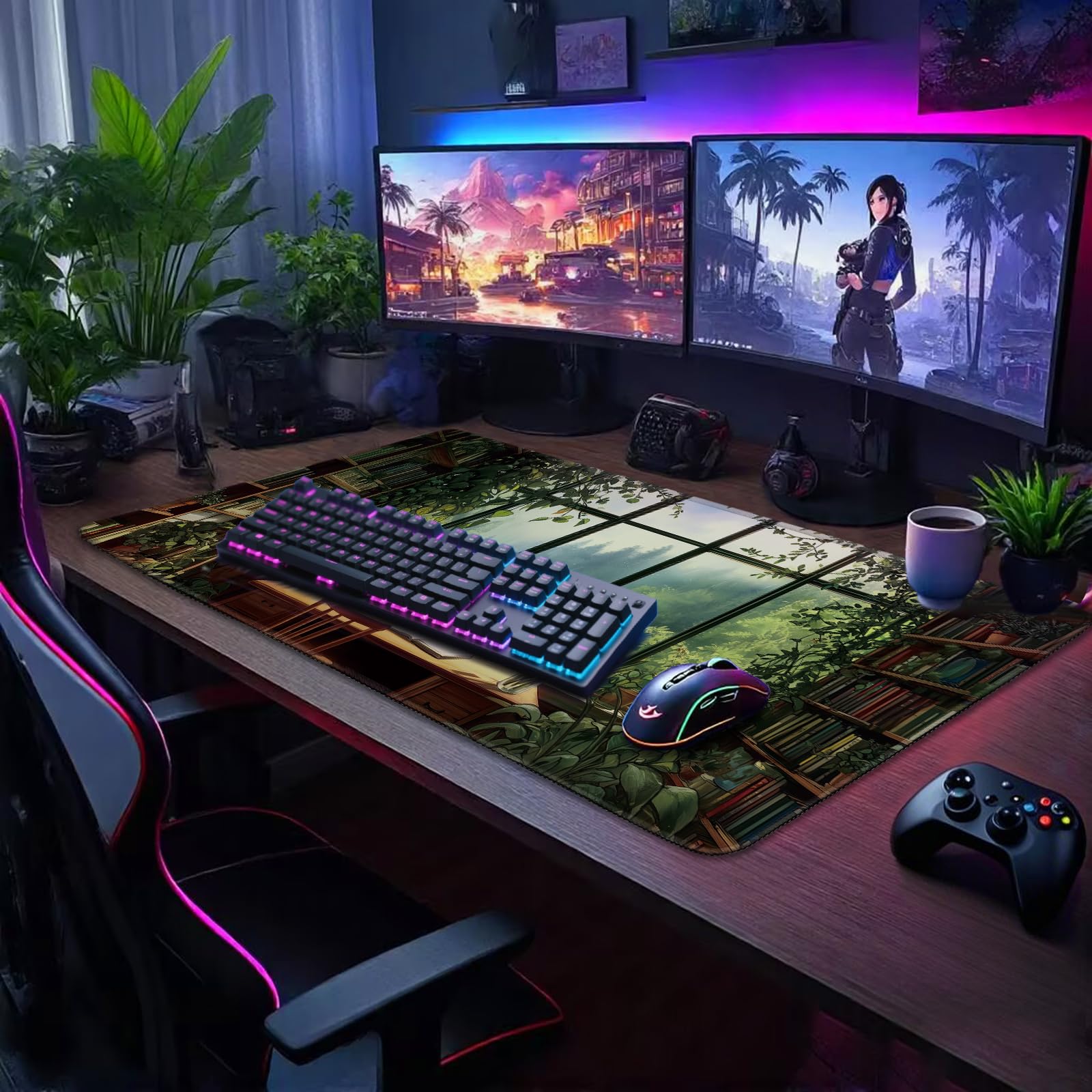 Mcapirivo Large Gaming Mouse Pad Desk Mat 31.5"x15.7" Green Study Room