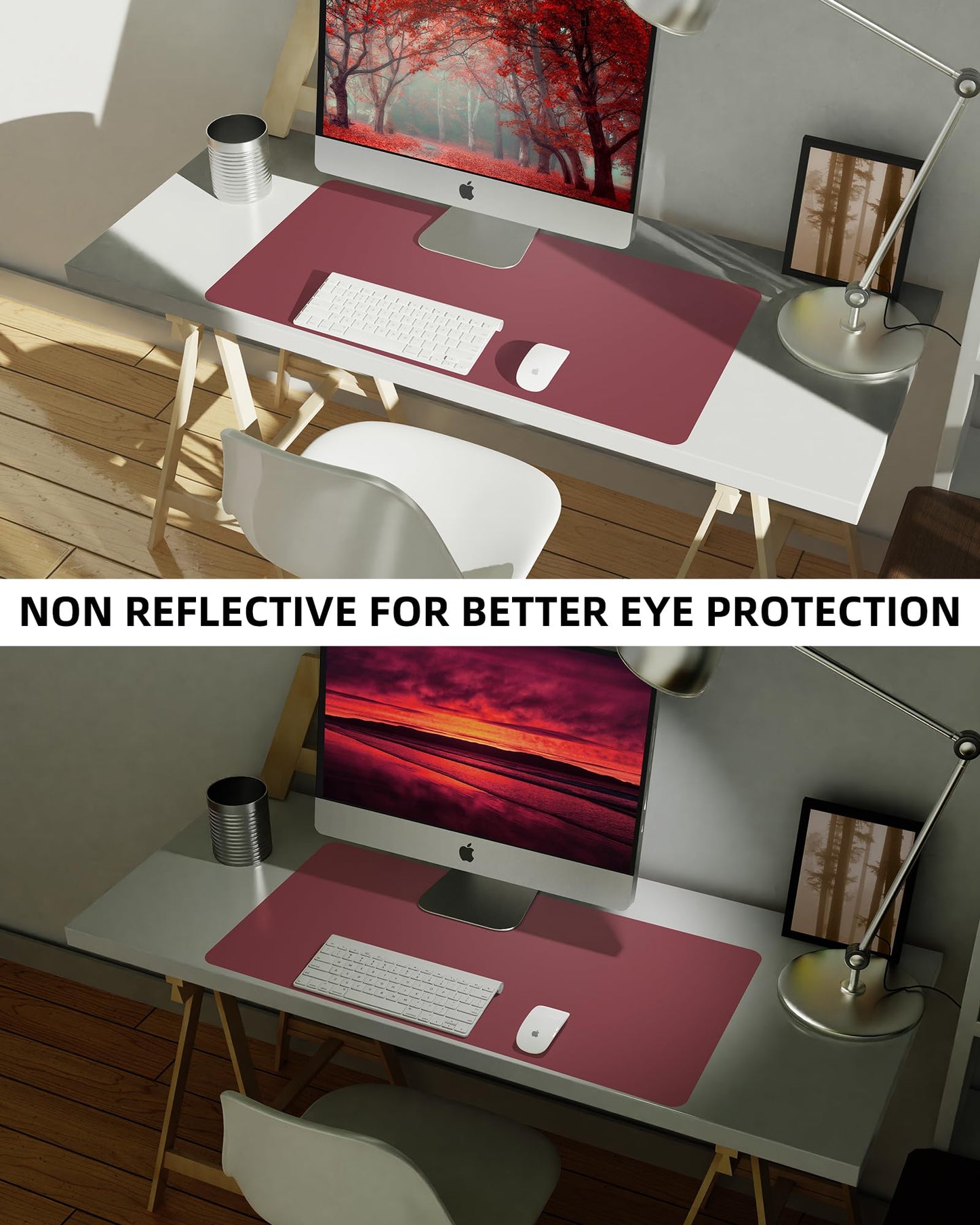 Leather Desk Pad Protector,Mouse Pad,Office Desk Mat, Non-Slip PU Leather Desk Blotter,Large Desk