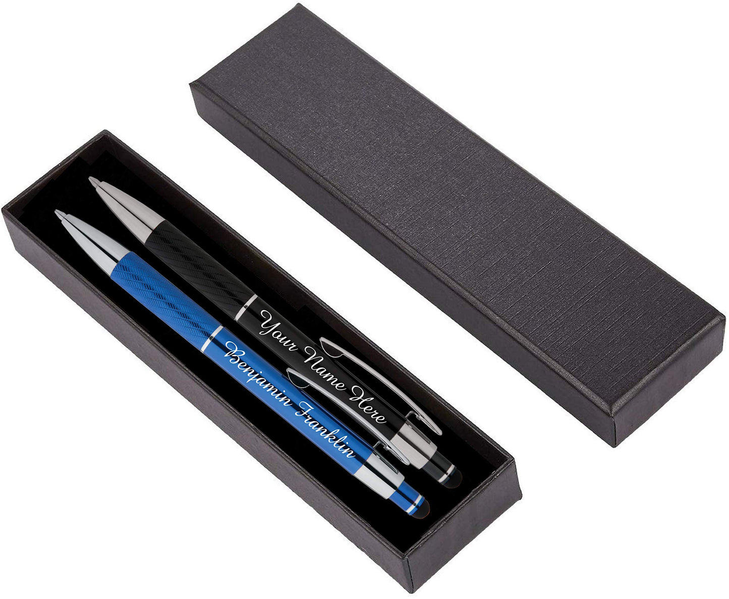 ExpressDesigns™ - Personalized Pens Gift Set - 2 Pack of Metal Pens w/gift box - Luxury Ballpoint