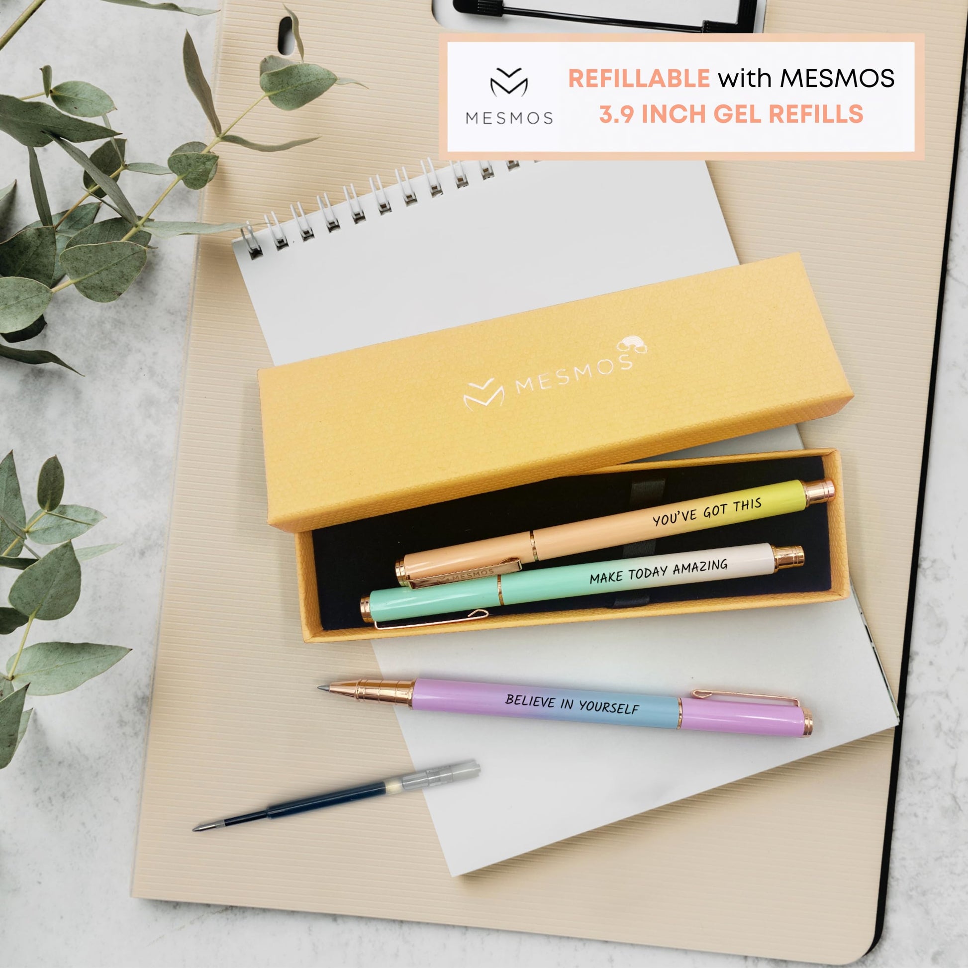 MESMOS 3pk 0.7mm Fine Point Gel Ink Pen Set, Boss Lady Inspirational Gifts for Women, Journaling