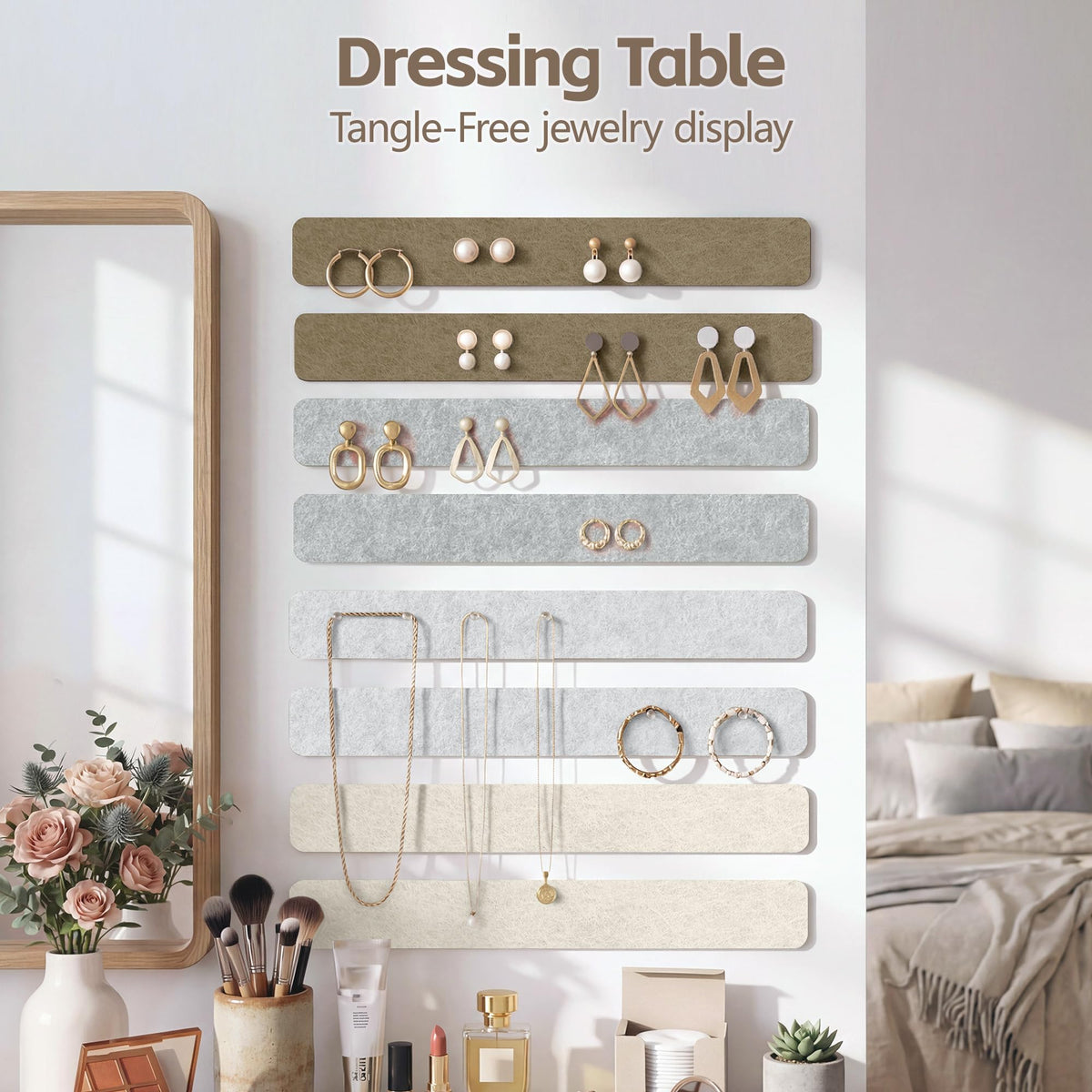 GoTiling Cork Board for Walls - 8 Pack Felt Pin Board Bar Strips - Self-Adhesive Lightweight